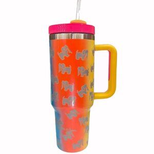Puppie Love Dog 40 ounce Rainbow Stainless Steel Travel Tumbler -NEW Fast Ship